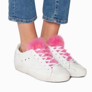 Golden goose pink mink fur superstar